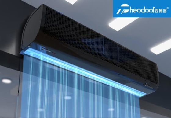 Chiếc rèm không khí đen nhỏ gọn từ 0,9m đến 2m với điều khiển từ xa 220-240V
